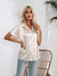 Button Down Collared Neck Short Sleeve Satin Shirt nicholesgifts