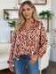 Double Take Full Size Printed Ruffle Trim Balloon Sleeve Shirt nicholesgifts