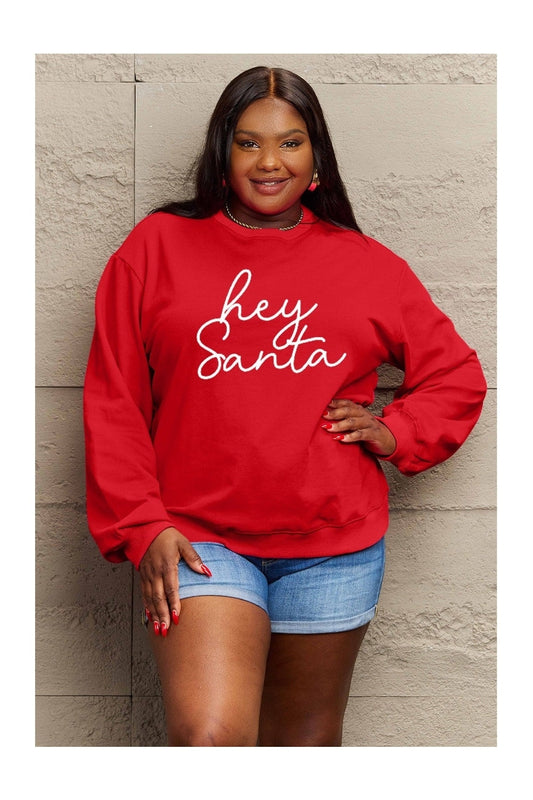 Simply Love Full Size HEY SANTA Graphic Sweatshirt