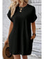 Women Pocketed Round Neck Short Sleeve Dress nicholesgifts