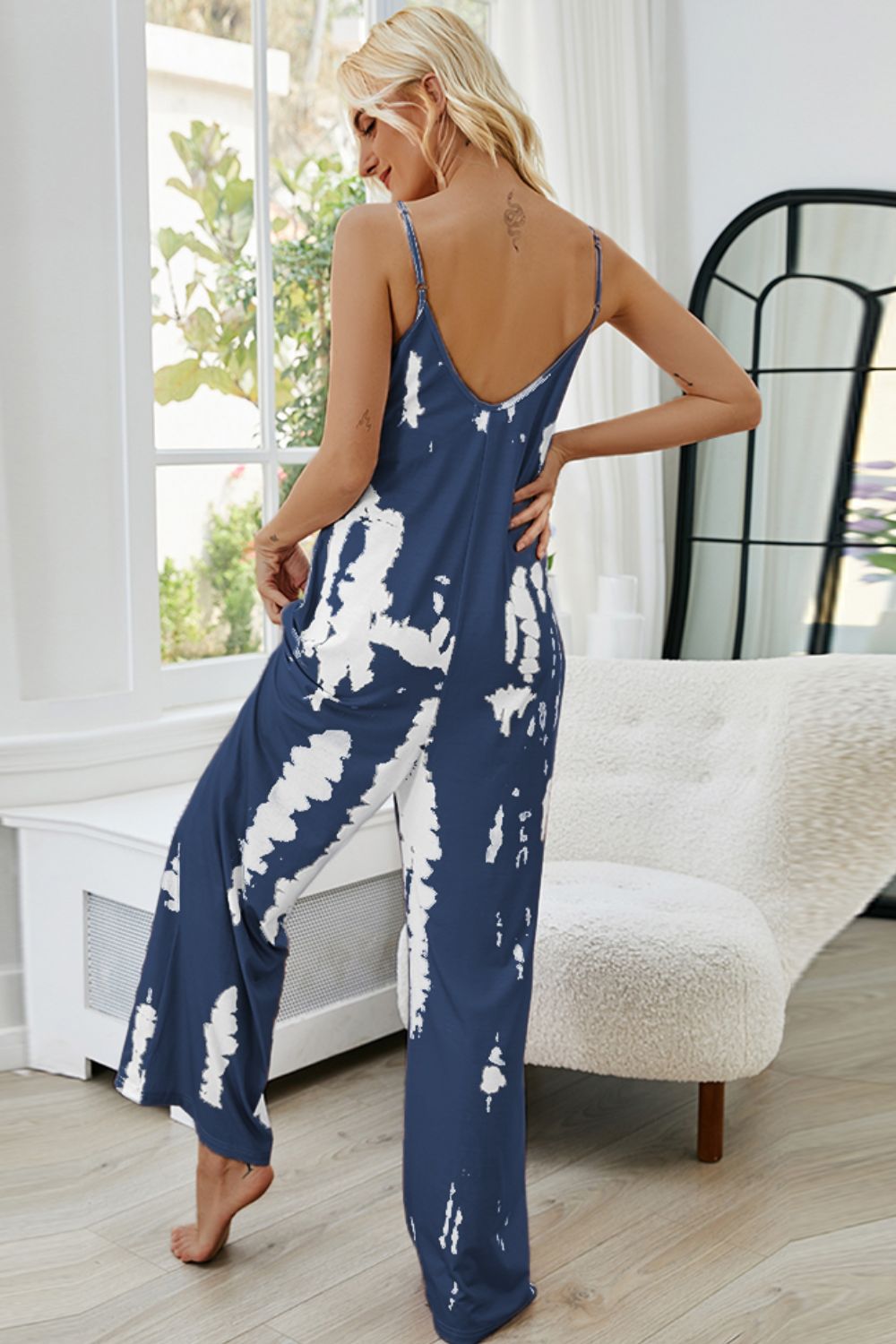 Tie-Dye Spaghetti Strap Jumpsuit with Pockets nicholesgifts