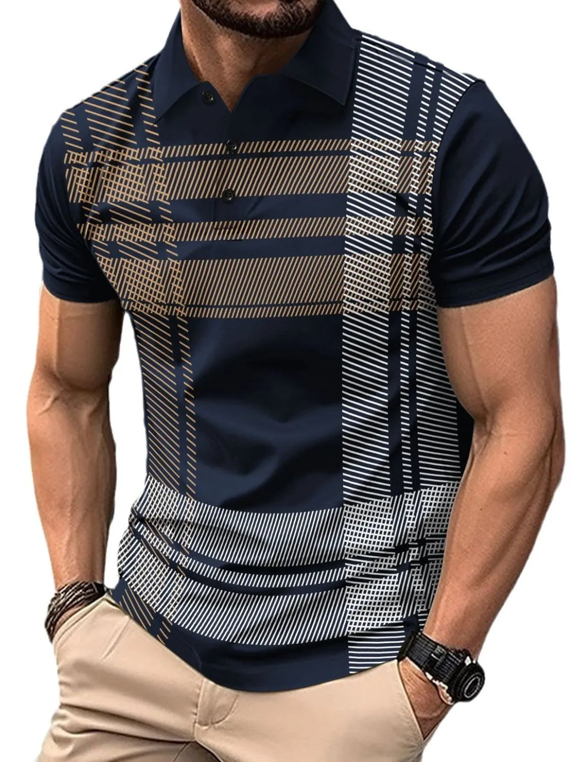 Men's Full Size Button Detail Short Sleeve Polo Plus Size NicholesGifts