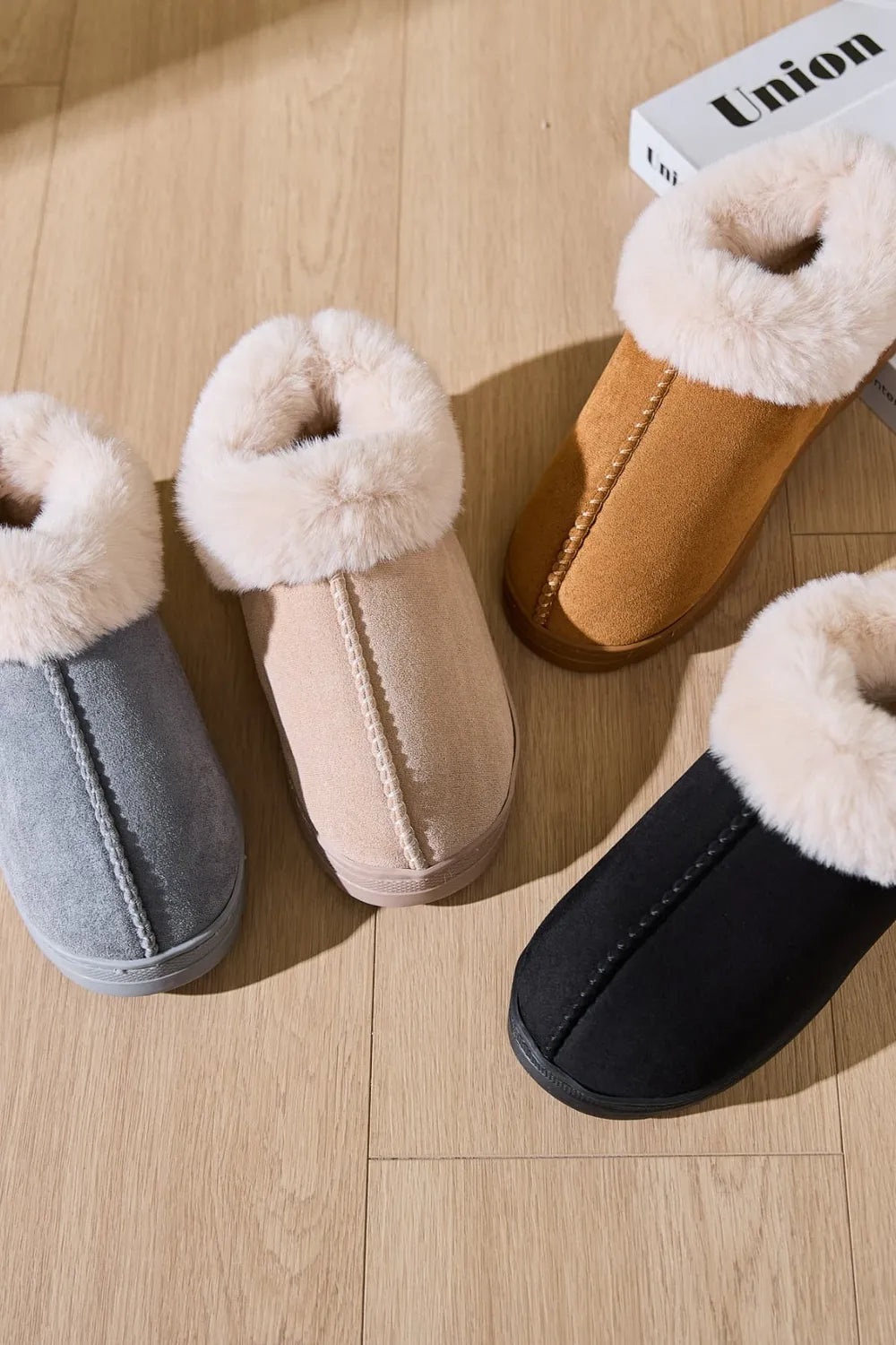 Women Faux Fur Round Toe Platform Slippers nicholesgifts