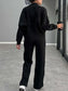 Baseball Collar Zip Up Outerwear and Drawstring Pants Set nicholesgifts