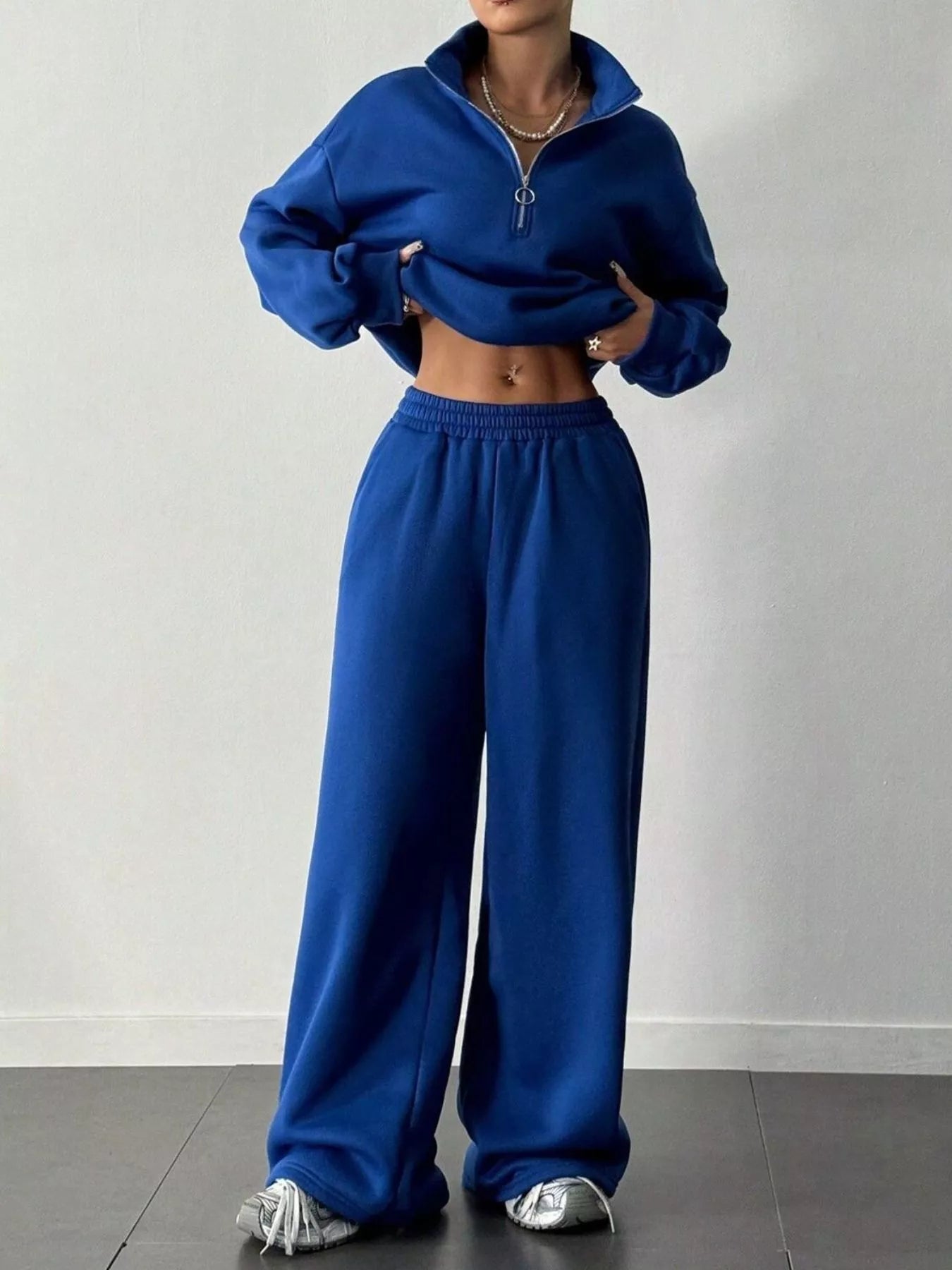 Half-Zip Long Sleeve Sweatshirt and Pants Set nicholesgifts