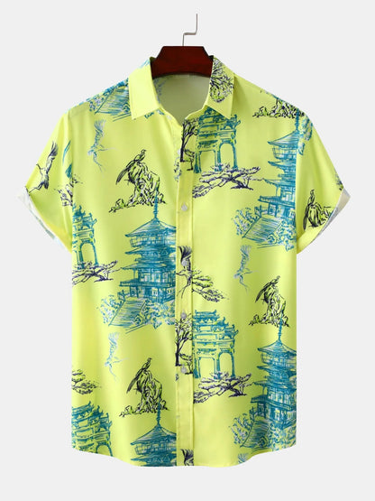Men's Plus Size Printed Casual Short Sleeve Shirt nicholesgifts