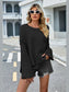 High-Low Slit Round Neck Long Sleeve Sweater nicholesgifts