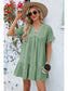 Women Ruched Tiered V-Neck Short Sleeve Mini Dress nicholesgifts