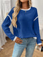 Ribbed Contrast Trim Long Sleeve Top nicholesgifts