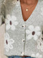 Floral Print Button-Up Knit Cardigan nicholesgifts