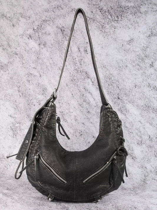 Fame Larger Leather Crescent Shoulder Bag nicholesgifts