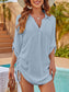 Women Texture Drawstring Half Sleeve Blouse nicholesgifts