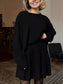 Round Neck Top and Pleated Skirt Sweater Set nicholesgifts