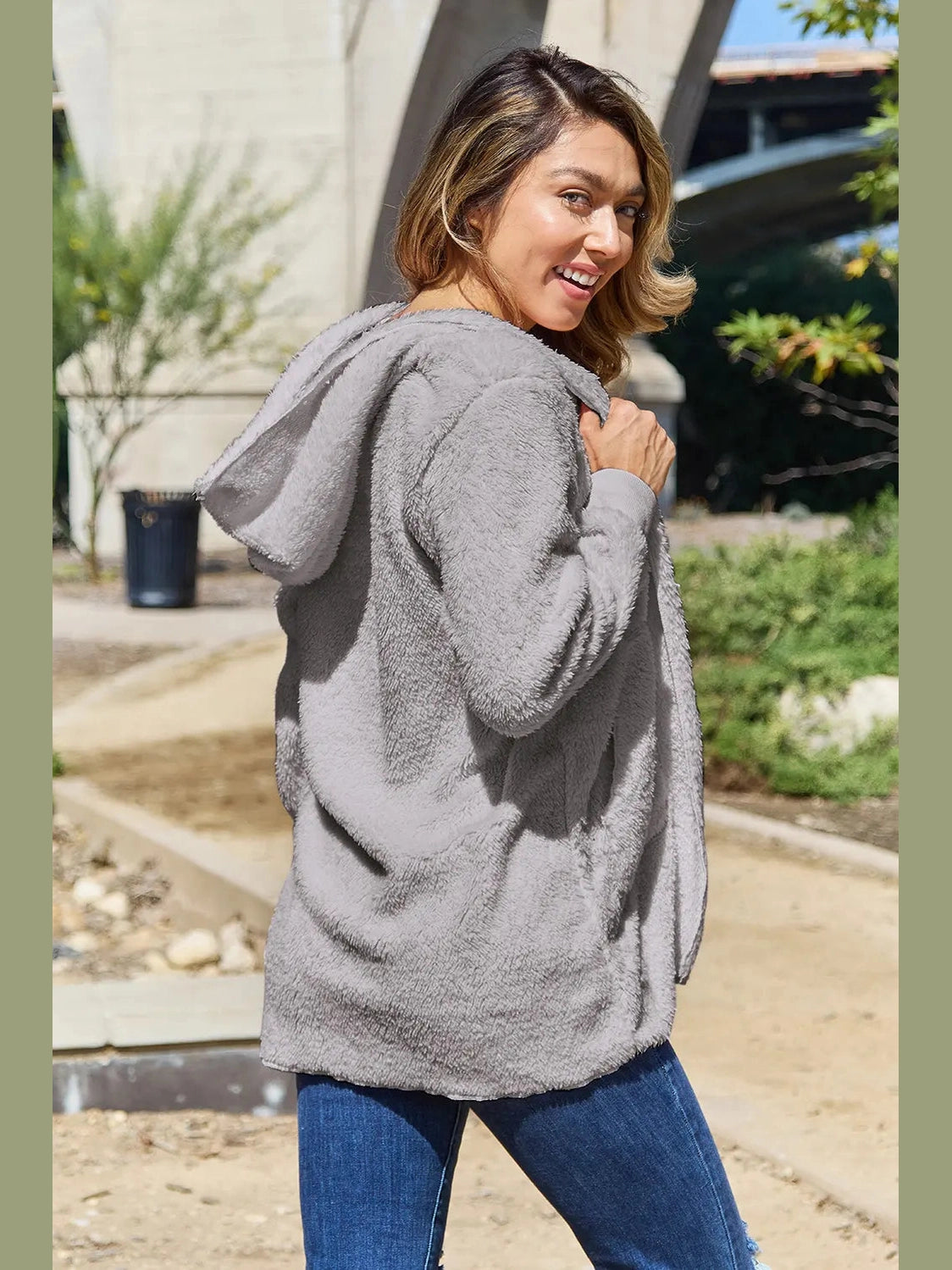 Full Size Teddy Hooded Jacket with Pockets nicholesgifts