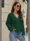 Openwork Surplice Long Sleeve Sweater nicholesgifts