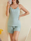 Lace-Trimmed Ribbed Cami and Shorts Lounge Set nicholesgifts