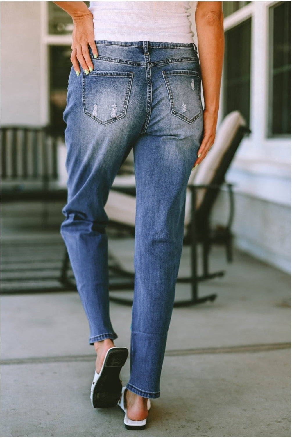 Santa Graphic Distressed Jeans with Pockets NicholesGifts