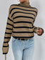 Striped Turtleneck Long Sleeve Sweater nicholesgifts