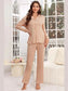 Button Up Long Sleeve Top and Pants Lounge Set nicholesgifts