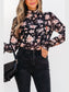 Women Floral Mock Neck Long Sleeve Blouse nicholesgifts