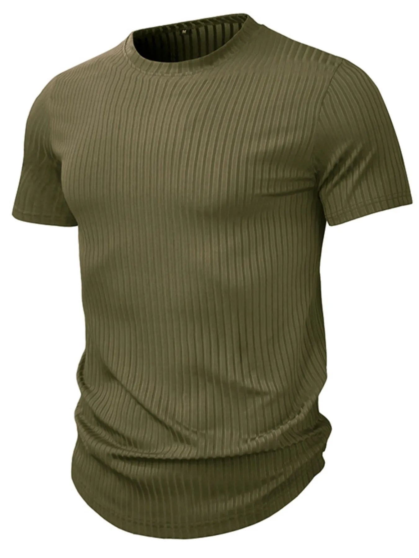 Men's Full Size Ribbed Knit Short Sleeve Round Neck T-Shirt Plus Size NicholesGifts