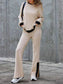 Contrast Round Neck Long Sleeve Top and Bootcut Pants Set nicholesgifts