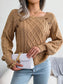 Decorative Button Cable-Knit Sweater Trendsi