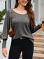Ribbed Round Neck Lantern Sleeve Knit Top nicholesgifts