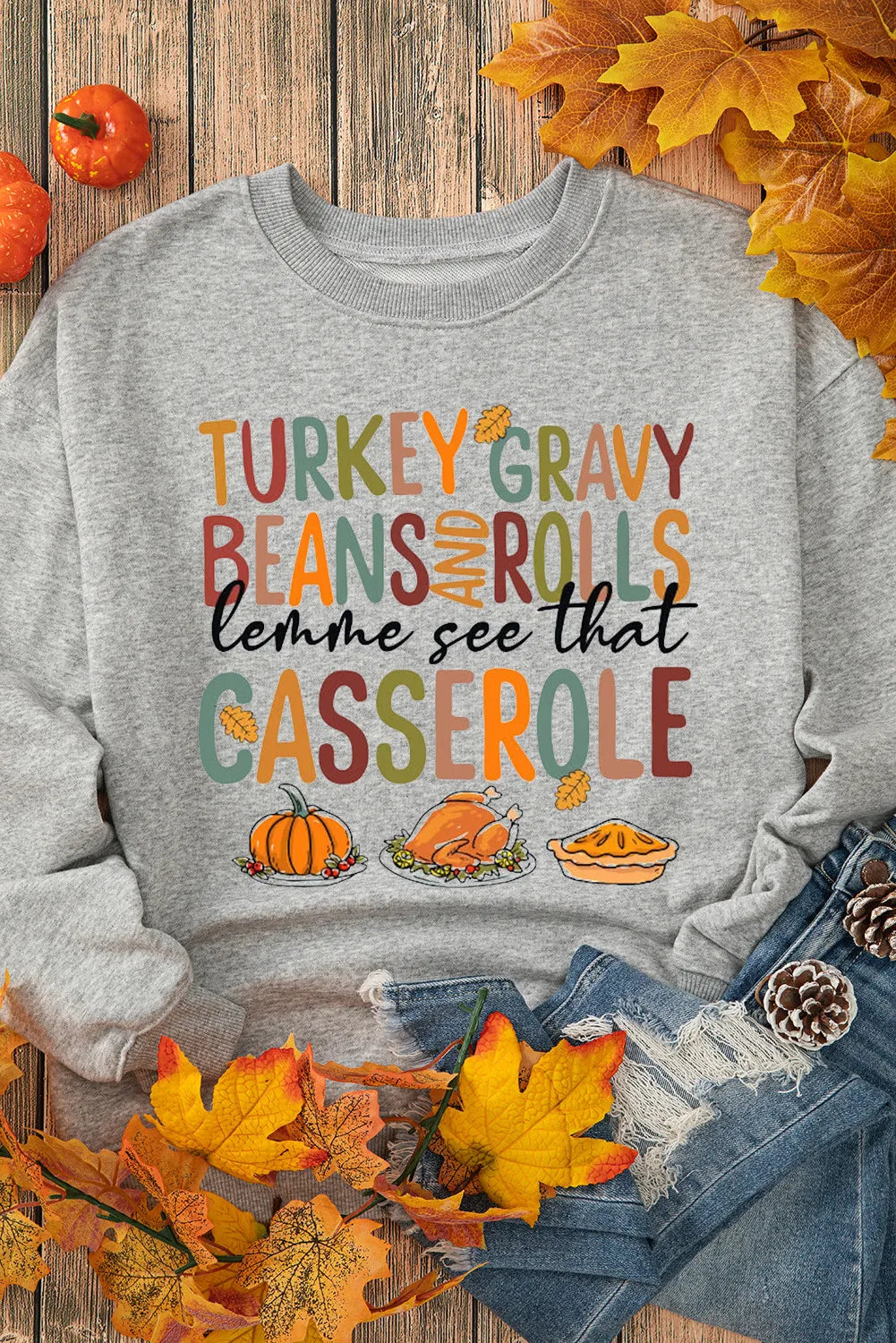 Letter Graphic Round Neck Long Sleeve Sweatshirt Trendsi