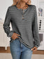 Striped Button Detail Long Sleeve Top nicholesgifts