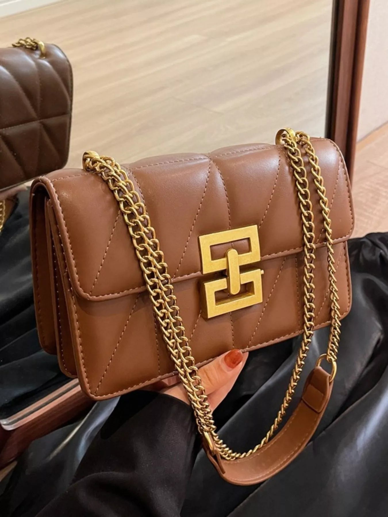 Quilted Flap Chain Crossbody Bag nicholesgifts