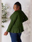 Double Take Half Button Long Sleeve Ruffle Hem Blouse nicholesgifts