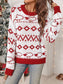 Perfee Contrast Geometric Round Neck Long Sleeve Sweater nicholesgifts