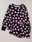 Heart Print Long Sleeve Top and Shorts Lounge Set nicholesgifts
