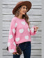 Women Angel Wings Heart Dropped Shoulder Long Sleeve Sweater nicholesgifts