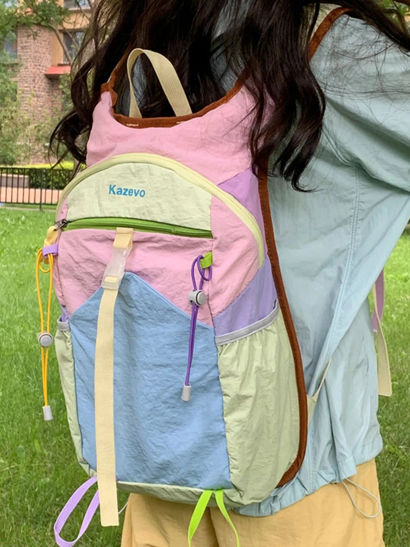 Lightweight Color Block Backpack Bag nicholesgifts