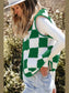 Checkerboard Fleece Sherpa Vest Coat nicholesgifts