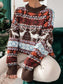 Women Geometric Round Neck Dropped Shoulder Sweater nicholesgifts