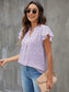 Swiss Dot Notched Flutter Sleeve Blouse nicholesgifts