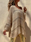 Openwork V-Neck Long Sleeve Sweater nicholesgifts