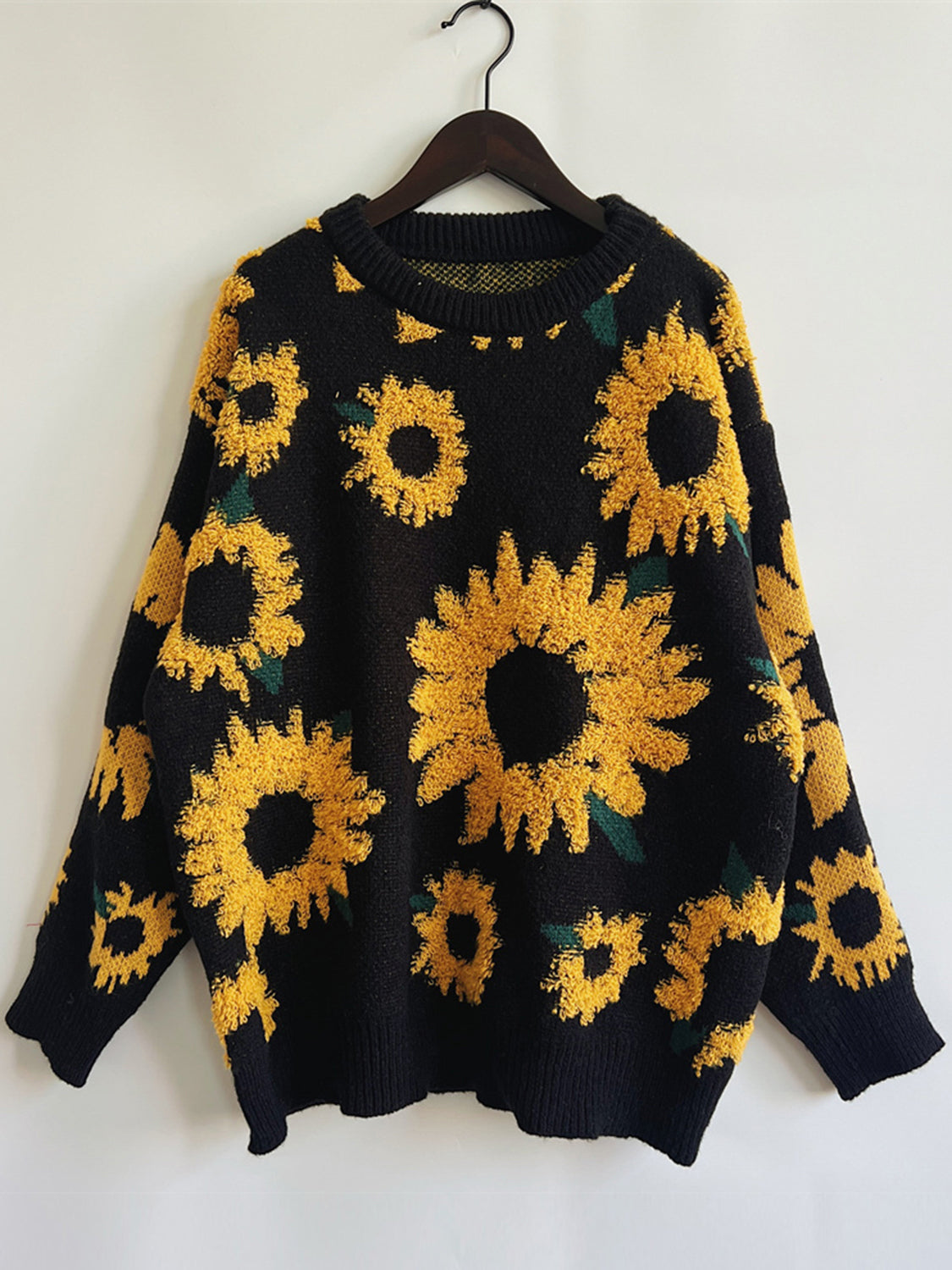 Sunflower Dropped Shoulder Long Sleeve Sweater Trendsi
