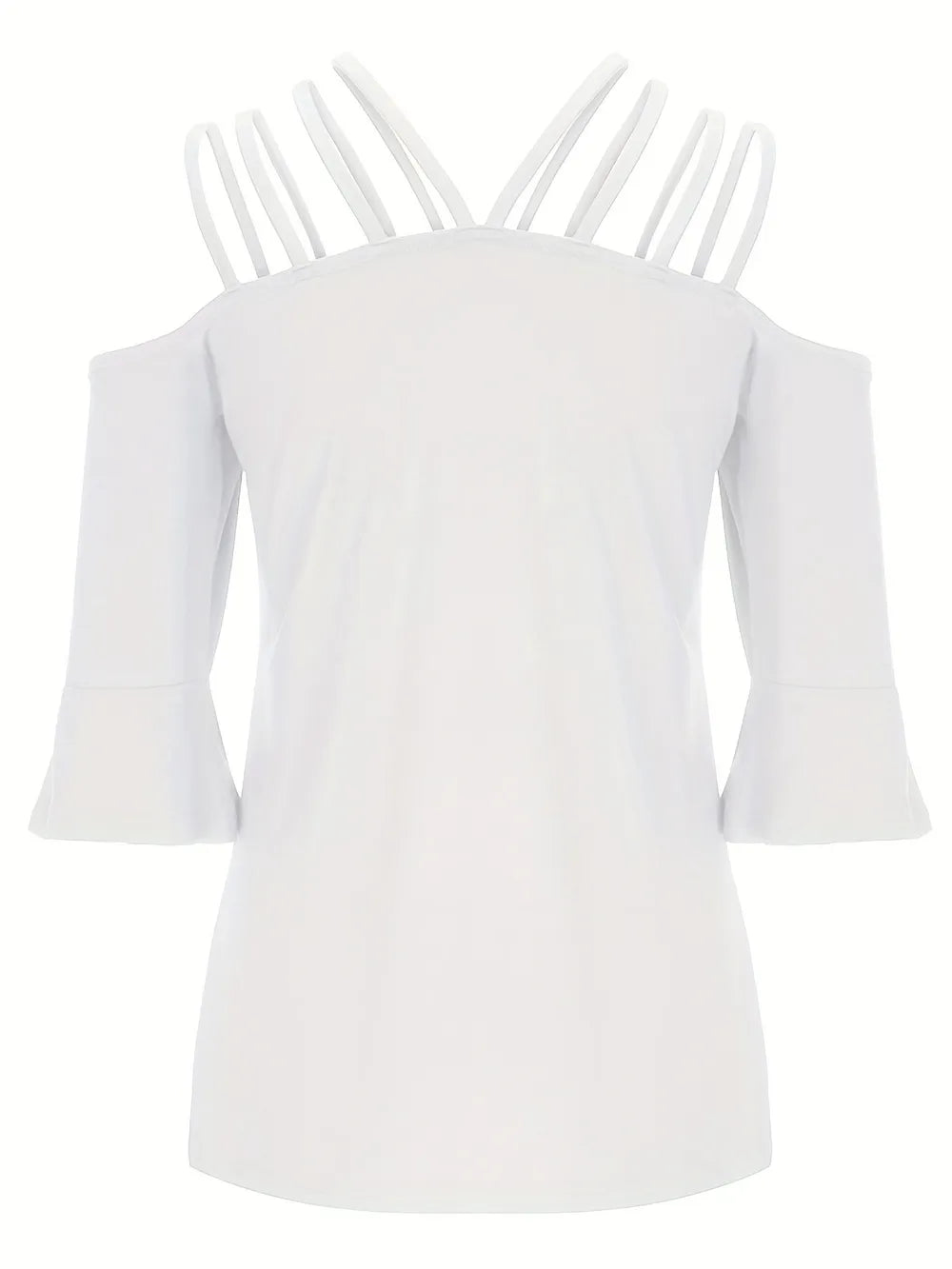 Full Size Cold Shoulder Three-Quarter Sleeve Blouse nicholesgifts