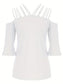 Full Size Cold Shoulder Three-Quarter Sleeve Blouse nicholesgifts