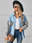 Leopard Button Up Denim Jacket nicholesgifts