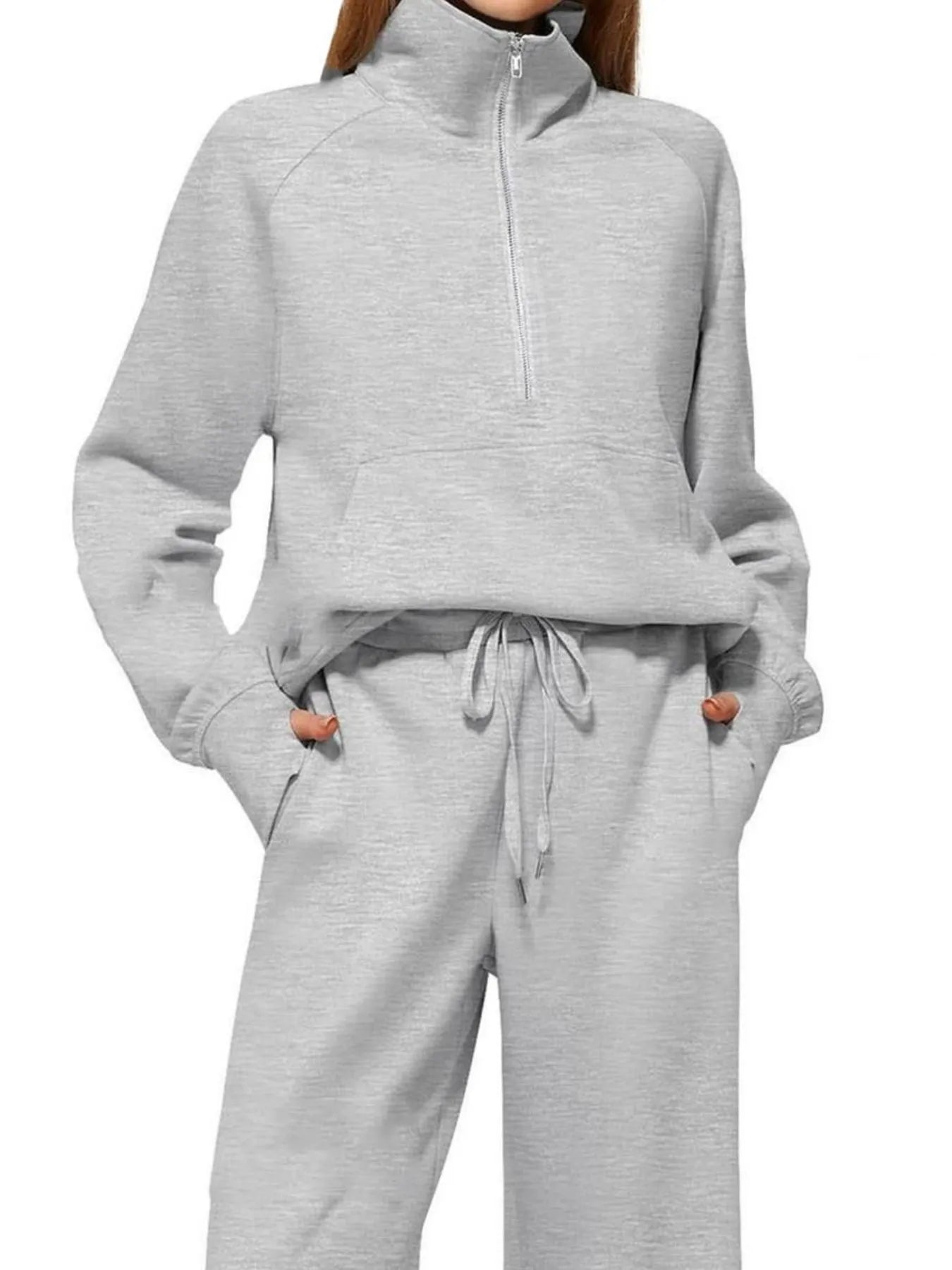 Half Zip Long Sleeve Top and Pants Set NicholesGifts