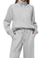 Women Half Zip Long Sleeve Top and Pants Set nicholesgifts