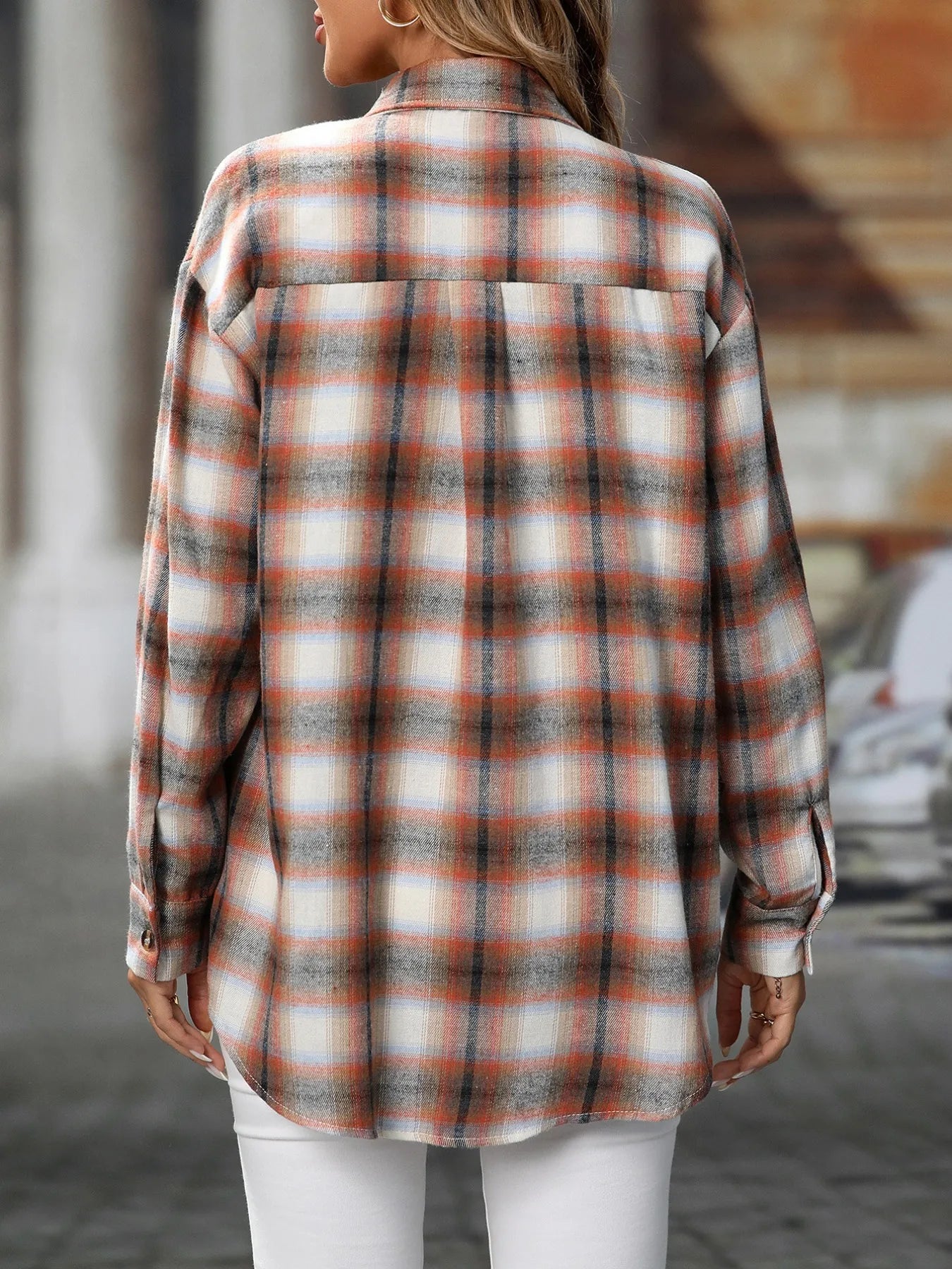 Oversized Plaid Button-Up Shirt NicholesGifts