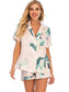 Printed Button Up Short Sleeve Top and Shorts Lounge Set nicholesgifts