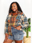 Double Take Plaid Curved Hem Shirt Jacket with Breast Pockets nicholesgifts