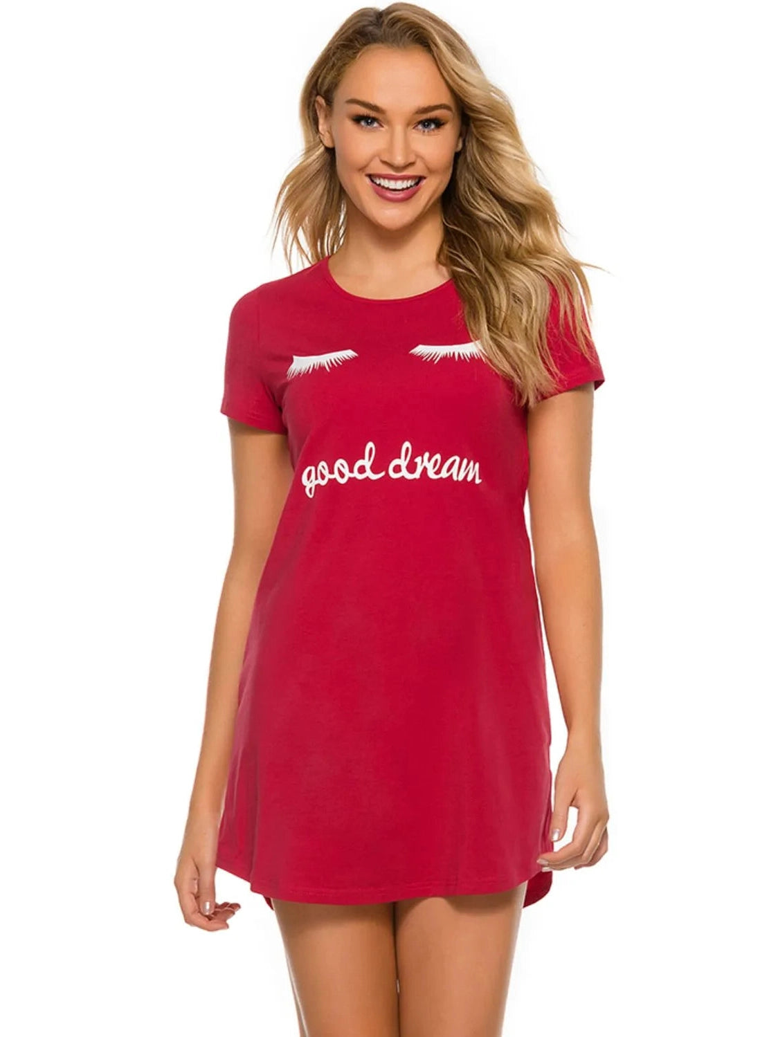 Graphic Round Neck Short Sleeve Lounge Dress nicholesgifts